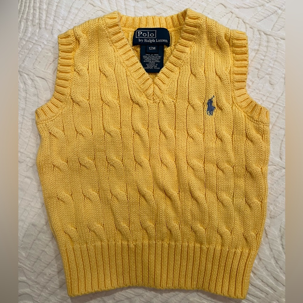Polo by Ralph Lauren Baby V-Neck Yellow Sweater Vest